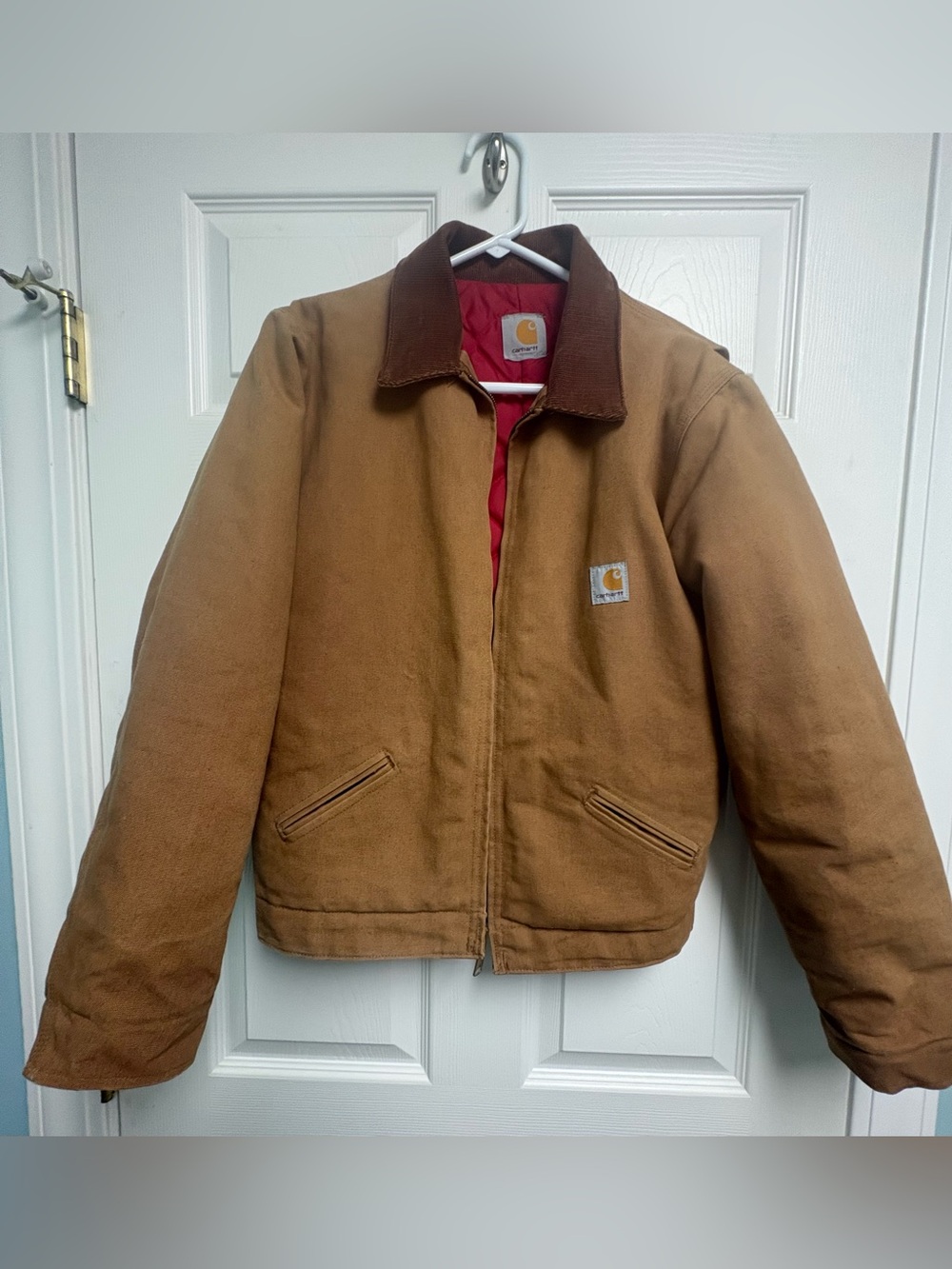 Carhartt Detroit Jacket with Red Quilted Lining